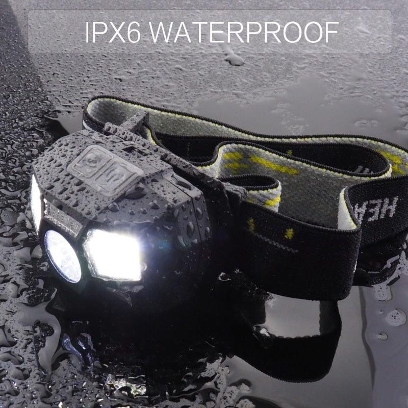 Rechargeable Powerful USB LED High Lumen Headlamp Ultra-Light Bright Headlight Waterproof Sensor Head Light  For Outdoors Camping Running Hiking Biking Fishing Stevvex