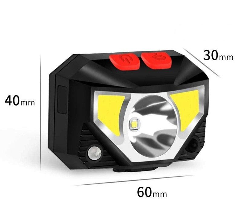 Rechargeable Powerful USB LED High Lumen Headlamp Ultra-Light Bright Headlight Waterproof Sensor Head Light  For Outdoors Camping Running Hiking Biking Fishing Stevvex