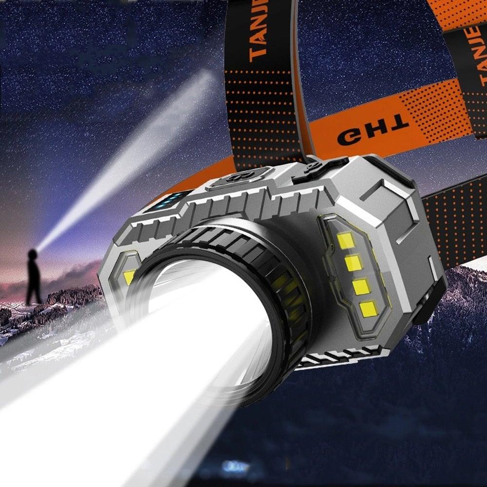 Rechargeable Super Bright High Lumen  Strong Light LED Head-Mounted Headlamp Waterproof Long-Range Flashlight For Outdoor Camping Household Riding  Night Fishing Headlight Stevvex