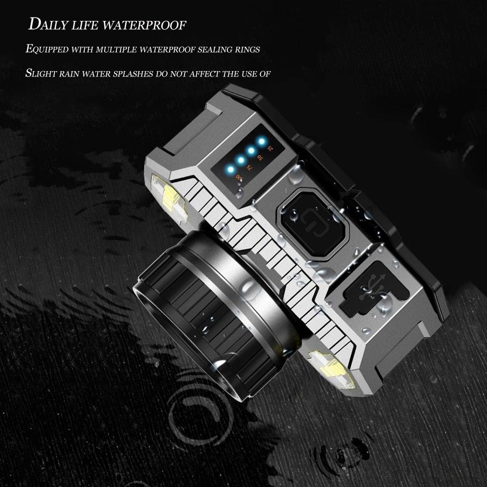 Rechargeable Super Bright High Lumen  Strong Light LED Head-Mounted Headlamp Waterproof Long-Range Flashlight For Outdoor Camping Household Riding  Night Fishing Headlight Stevvex