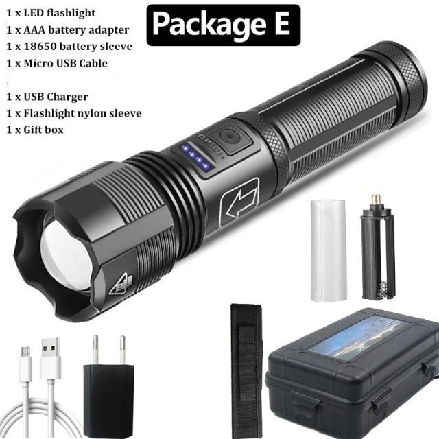 Rechargeable Tactical Flashlight USB LED High Quality Zoomable Torchlight High Lumen Super Bright Flashlight Waterproof Flashlight For Outdoor  Best Camping Hiking Riding Flashlight Stevvex