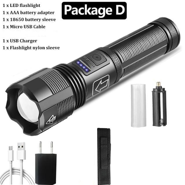 Rechargeable Tactical Flashlight USB LED High Quality Zoomable Torchlight High Lumen Super Bright Flashlight Waterproof Flashlight For Outdoor  Best Camping Hiking Riding Flashlight Stevvex