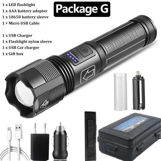 Rechargeable Tactical Flashlight USB LED High Quality Zoomable Torchlight High Lumen Super Bright Flashlight Waterproof Flashlight For Outdoor  Best Camping Hiking Riding Flashlight Stevvex
