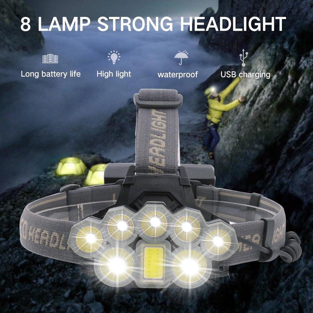 Rechargeable Ultra Bright Headlamp LED High Lumen   Headlamp USB Waterproof Flashlight Outdoor Camping 6 Modes Headlight For Outdoor Camping Cycling Running Fishing. Stevvex