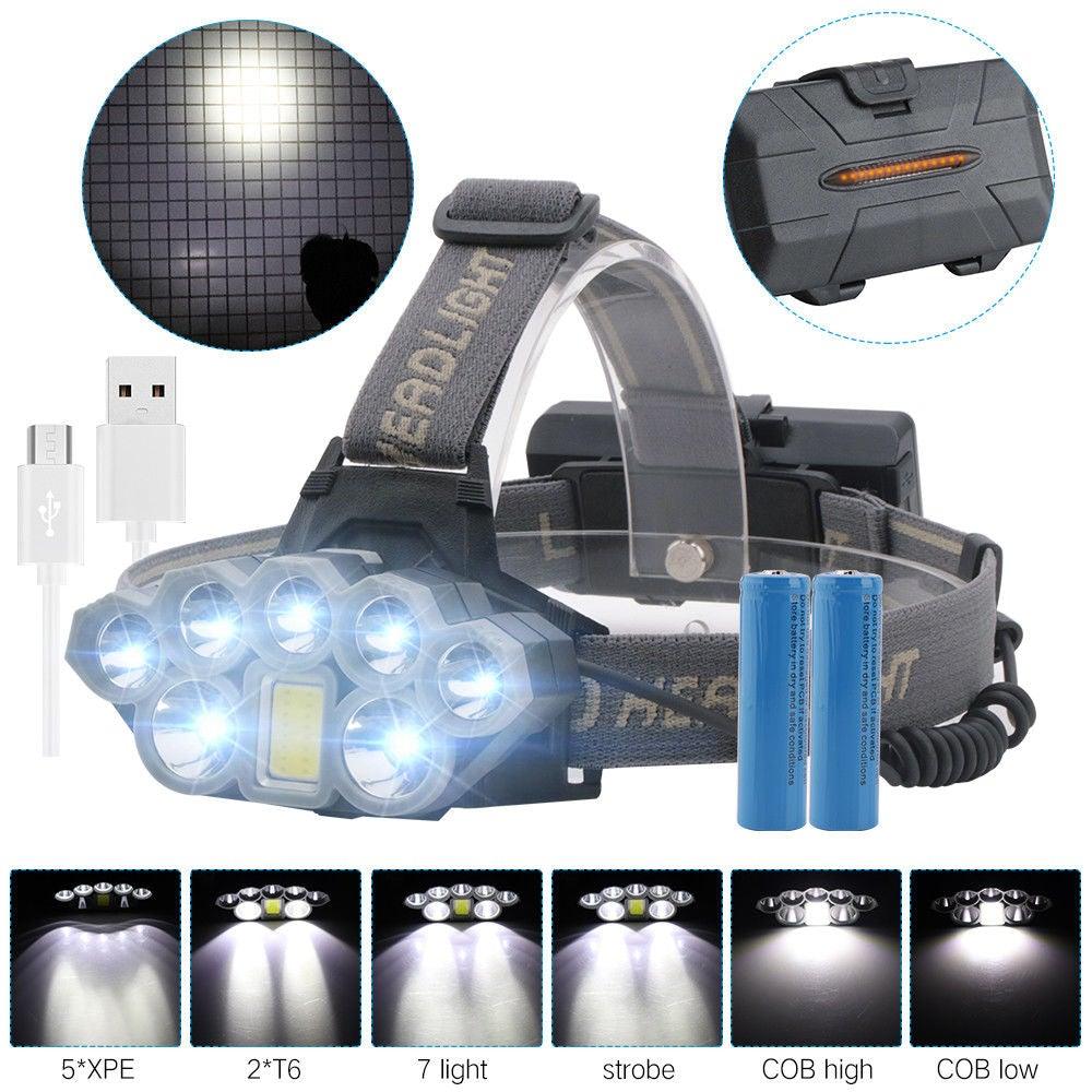 Rechargeable Ultra Bright Headlamp LED High Lumen   Headlamp USB Waterproof Flashlight Outdoor Camping 6 Modes Headlight For Outdoor Camping Cycling Running Fishing. Stevvex