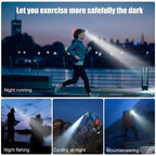 Rechargeable Ultra-bright High Lumen LED Headlamp Hands-Free USB Zoomable Headlight Waterproof  Super Bright Head Lights For Fishing Camping Hiking Riding JoggingTorch Flashlight Stevvex