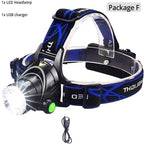 Rechargeable Ultra-bright High Lumen LED Headlamp Hands-Free USB Zoomable Headlight Waterproof  Super Bright Head Lights For Fishing Camping Hiking Riding JoggingTorch Flashlight Stevvex