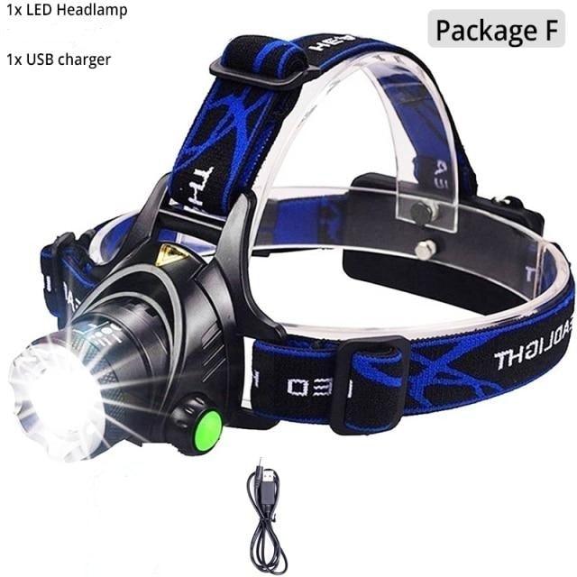 Rechargeable Ultra-bright High Lumen LED Headlamp Hands-Free USB Zoomable Headlight Waterproof  Super Bright Head Lights For Fishing Camping Hiking Riding JoggingTorch Flashlight Stevvex