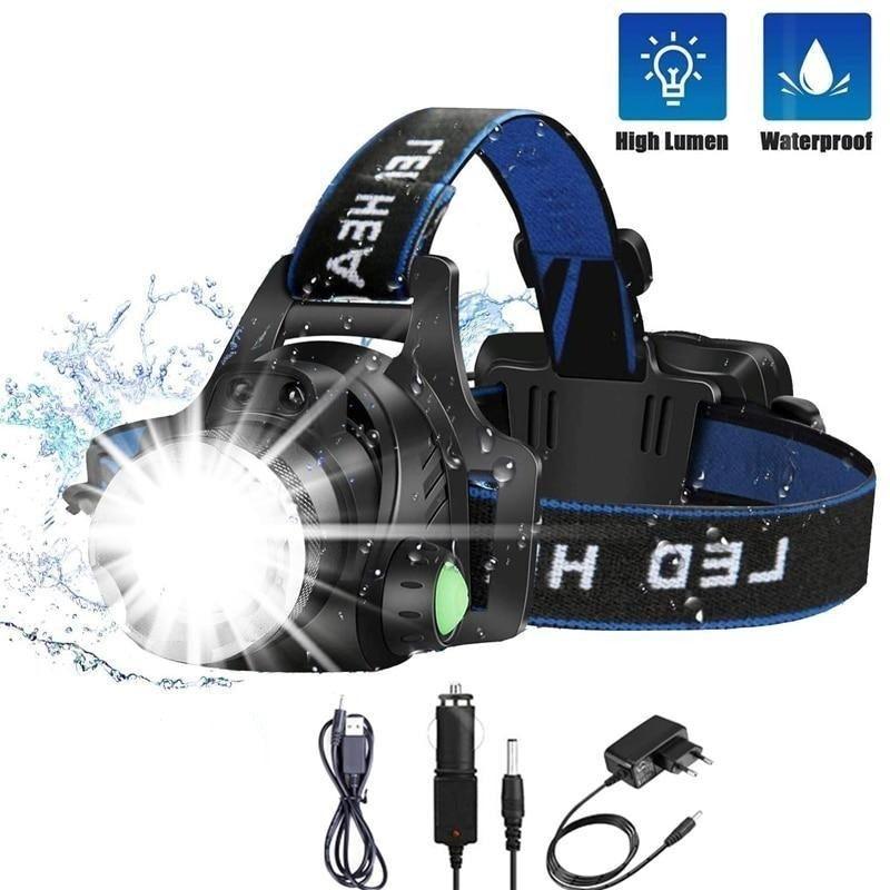 Rechargeable Ultra-bright High Lumen LED Headlamp Hands-Free USB Zoomable Headlight Waterproof  Super Bright Head Lights For Fishing Camping Hiking Riding JoggingTorch Flashlight Stevvex
