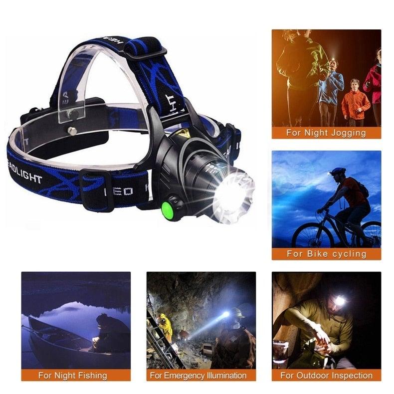 Rechargeable Ultra-bright High Lumen LED Headlamp Hands-Free USB Zoomable Headlight Waterproof  Super Bright Head Lights For Fishing Camping Hiking Riding JoggingTorch Flashlight Stevvex