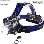 Rechargeable Ultra-bright High Lumen LED Headlamp Hands-Free USB Zoomable Headlight Waterproof  Super Bright Head Lights For Fishing Camping Hiking Riding JoggingTorch Flashlight Stevvex