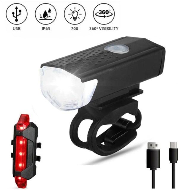 Rechargeable USB Bike Light Bicycle Front Rear Back Taillight Cycling Headlight Bicycle Lamp Flashlight Powerful Front And Back Lights Bicycle Accessories For Night Riding Cycling Safety Best Headlight With USB Tail Stevvex