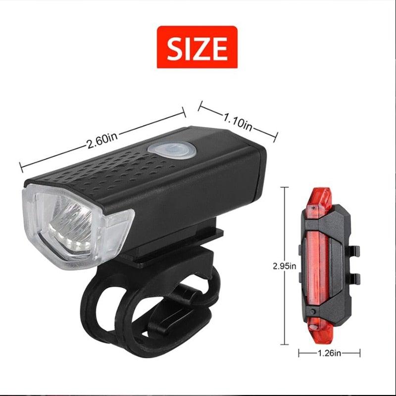 Rechargeable USB Bike Light Bicycle Front Rear Back Taillight Cycling Headlight Bicycle Lamp Flashlight Powerful Front And Back Lights Bicycle Accessories For Night Riding Cycling Safety Best Headlight With USB Tail Stevvex