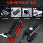 Rechargeable USB Bike Light Bicycle Front Rear Back Taillight Cycling Headlight Bicycle Lamp Flashlight Powerful Front And Back Lights Bicycle Accessories For Night Riding Cycling Safety Best Headlight With USB Tail Stevvex