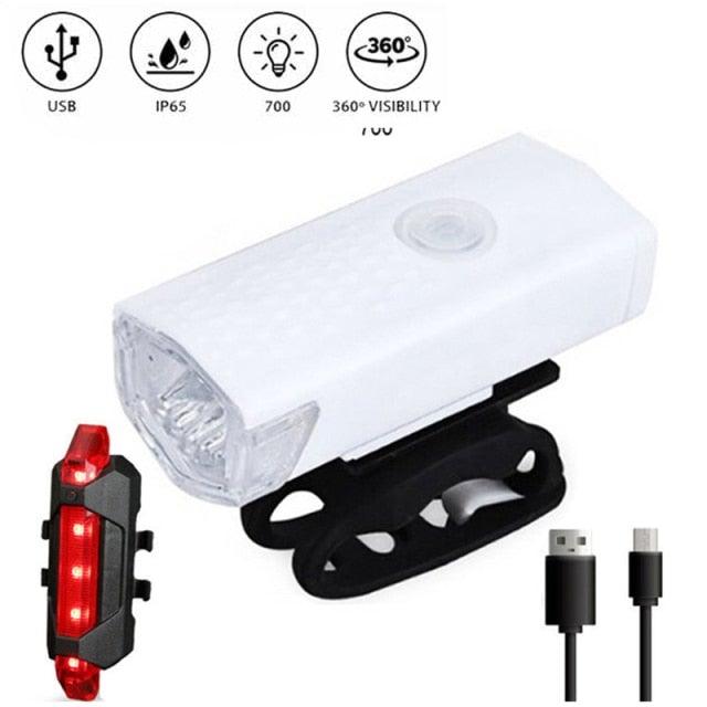 Rechargeable USB Bike Light Bicycle Front Rear Back Taillight Cycling Headlight Bicycle Lamp Flashlight Powerful Front And Back Lights Bicycle Accessories For Night Riding Cycling Safety Best Headlight With USB Tail Stevvex