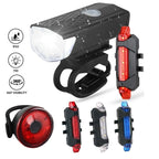 Rechargeable USB Bike Light Bicycle Front Rear Back Taillight Cycling Headlight Bicycle Lamp Flashlight Powerful Front And Back Lights Bicycle Accessories For Night Riding Cycling Safety Best Headlight With USB Tail Stevvex