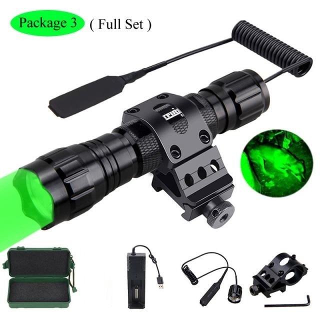 Rechargeable USB Charger High Lumen LED  Light Tactical Flashlight With Rail Mount Led Light White Tactical  Flashlight Pressure Switch For Long Distance Night Hunting Stevvex