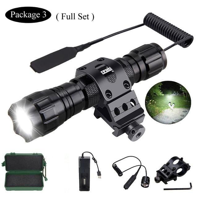 Rechargeable USB Charger High Lumen LED  Light Tactical Flashlight With Rail Mount Led Light White Tactical  Flashlight Pressure Switch For Long Distance Night Hunting Stevvex