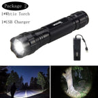 Rechargeable USB Charger High Lumen LED  Light Tactical Flashlight With Rail Mount Led Light White Tactical  Flashlight Pressure Switch For Long Distance Night Hunting Stevvex
