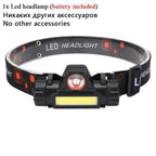 Rechargeable Waterproof Powerful LED Headlamp Portable Mini Built-in 18650 Battery Flashlight For  Portable Head Lamp Flashlight, Outdoor Lightweight Durable Headlight For Outdoor Running Camping Reading Fishing  Walking Jogging Headlight Stevvex