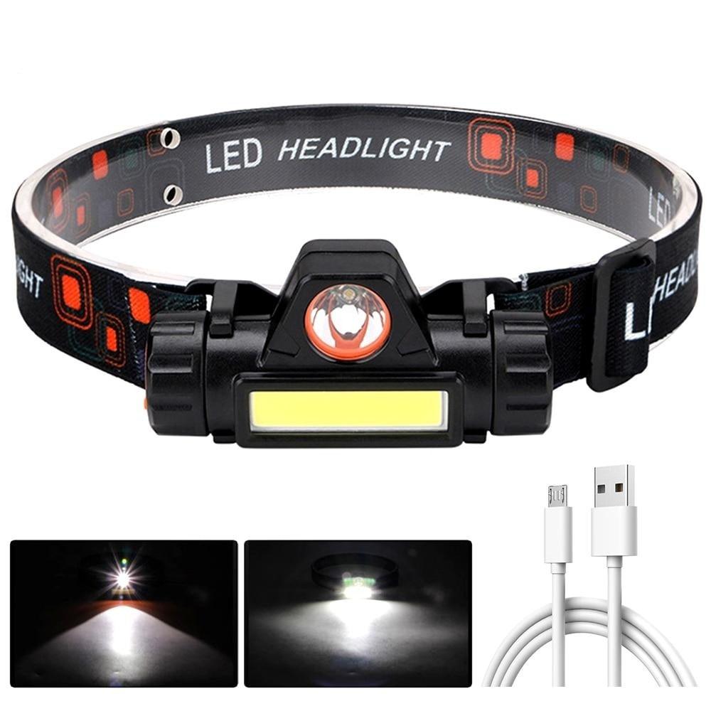 Rechargeable Waterproof Powerful LED Headlamp Portable Mini Built-in 18650 Battery Flashlight For  Portable Head Lamp Flashlight, Outdoor Lightweight Durable Headlight For Outdoor Running Camping Reading Fishing  Walking Jogging Headlight Stevvex