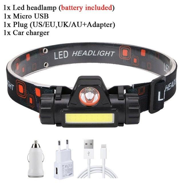 Rechargeable Waterproof Powerful LED Headlamp Portable Mini Built-in 18650 Battery Flashlight For  Portable Head Lamp Flashlight, Outdoor Lightweight Durable Headlight For Outdoor Running Camping Reading Fishing  Walking Jogging Headlight Stevvex