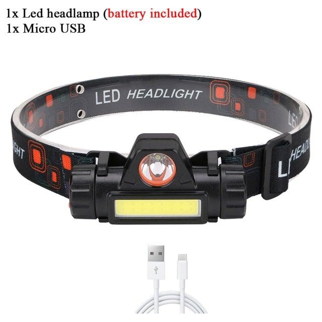 Rechargeable Waterproof Powerful LED Headlamp Portable Mini Built-in 18650 Battery Flashlight For  Portable Head Lamp Flashlight, Outdoor Lightweight Durable Headlight For Outdoor Running Camping Reading Fishing  Walking Jogging Headlight Stevvex