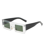 Rectangle Sunglasses for Women Retro Trendy Fashion Glasses Oval Lenses Narrow Thin Square Frame with UV400 Protection Decent Contrast Color Slice Box Style Glasses In Ocean Color  Sunglasses For Men & Women Stevvex