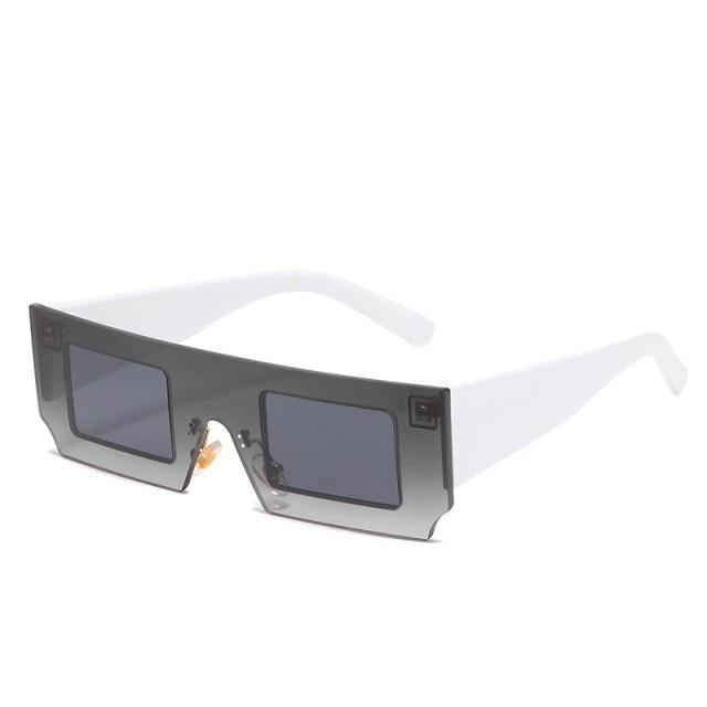 Rectangle Sunglasses for Women Retro Trendy Fashion Glasses Oval Lenses Narrow Thin Square Frame with UV400 Protection Decent Contrast Color Slice Box Style Glasses In Ocean Color  Sunglasses For Men & Women Stevvex