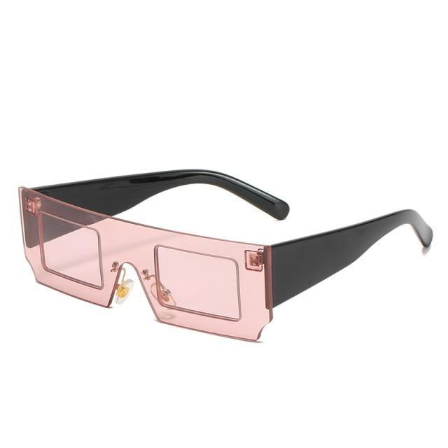Rectangle Sunglasses for Women Retro Trendy Fashion Glasses Oval Lenses Narrow Thin Square Frame with UV400 Protection Decent Contrast Color Slice Box Style Glasses In Ocean Color  Sunglasses For Men & Women Stevvex