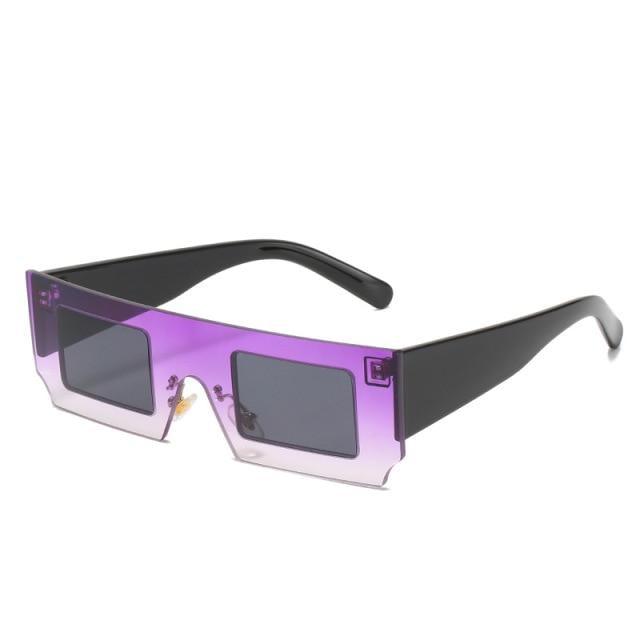 Rectangle Sunglasses for Women Retro Trendy Fashion Glasses Oval Lenses Narrow Thin Square Frame with UV400 Protection Decent Contrast Color Slice Box Style Glasses In Ocean Color  Sunglasses For Men & Women Stevvex