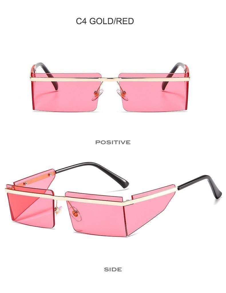 Rectangle Sunglasses Frameless Glasses Classic New Small Rimless Sunglasses For Women New Fashionable Square Sunglasses For Men New Eyewear Retro Rectangle Shape Glasses For Female In New Shades Stevvex