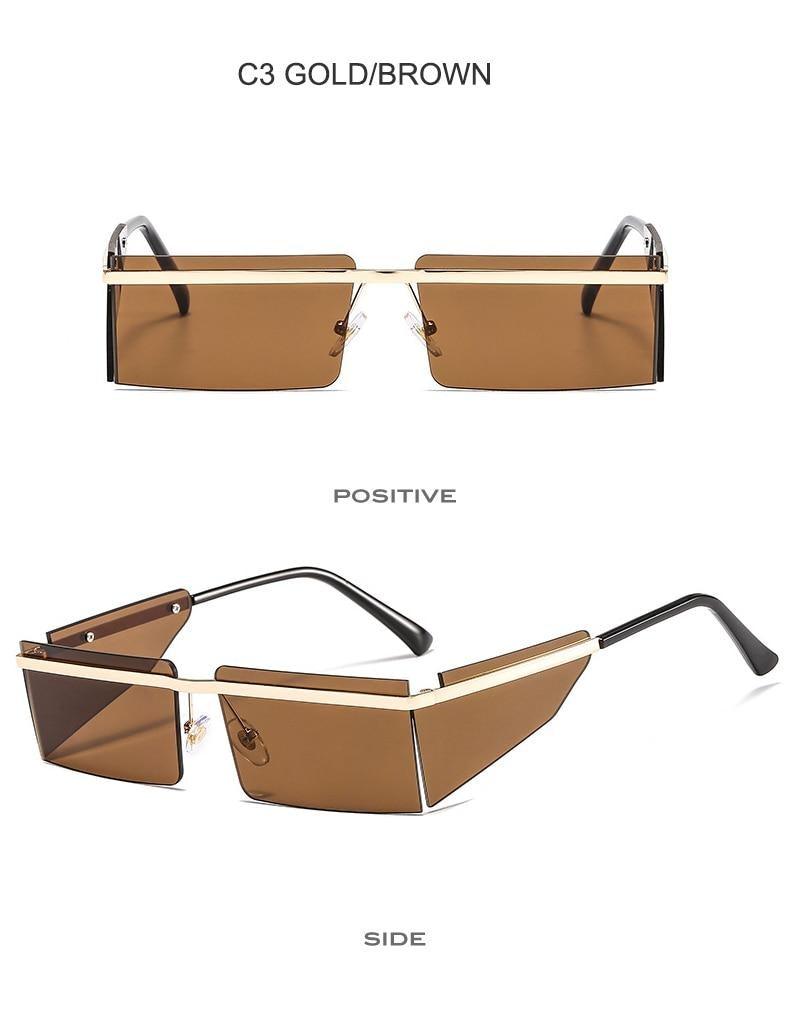 Rectangle Sunglasses Frameless Glasses Classic New Small Rimless Sunglasses For Women New Fashionable Square Sunglasses For Men New Eyewear Retro Rectangle Shape Glasses For Female In New Shades Stevvex