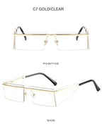 Rectangle Sunglasses Frameless Glasses Classic New Small Rimless Sunglasses For Women New Fashionable Square Sunglasses For Men New Eyewear Retro Rectangle Shape Glasses For Female In New Shades Stevvex