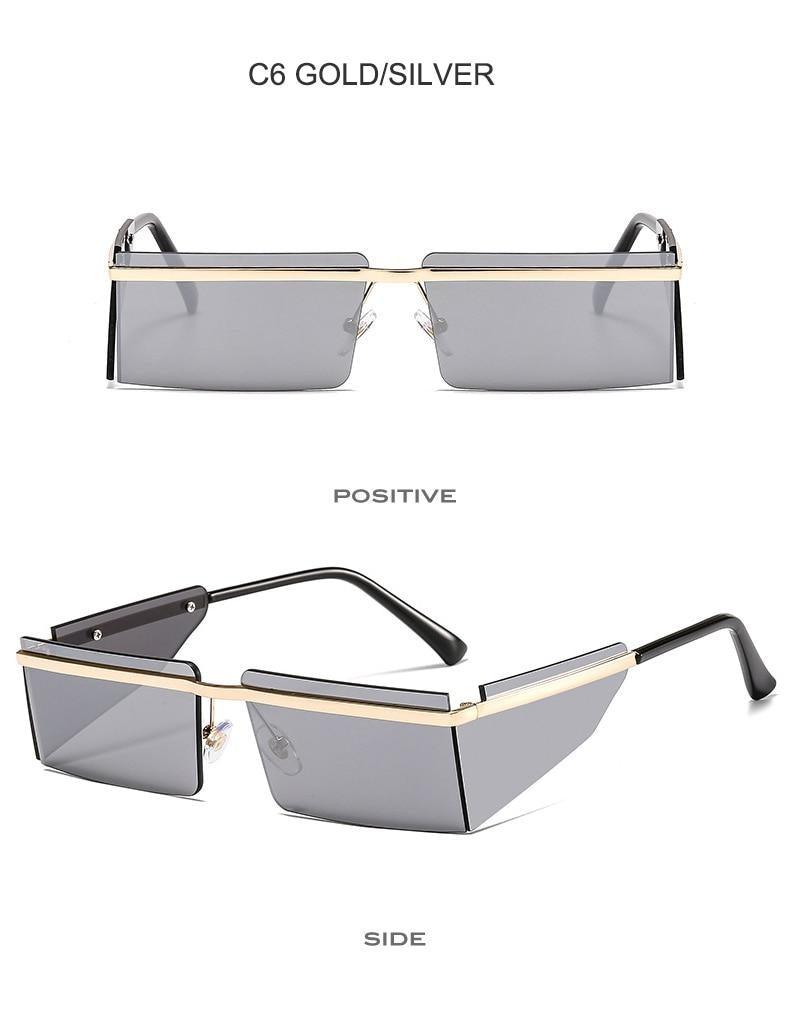 Rectangle Sunglasses Frameless Glasses Classic New Small Rimless Sunglasses For Women New Fashionable Square Sunglasses For Men New Eyewear Retro Rectangle Shape Glasses For Female In New Shades Stevvex