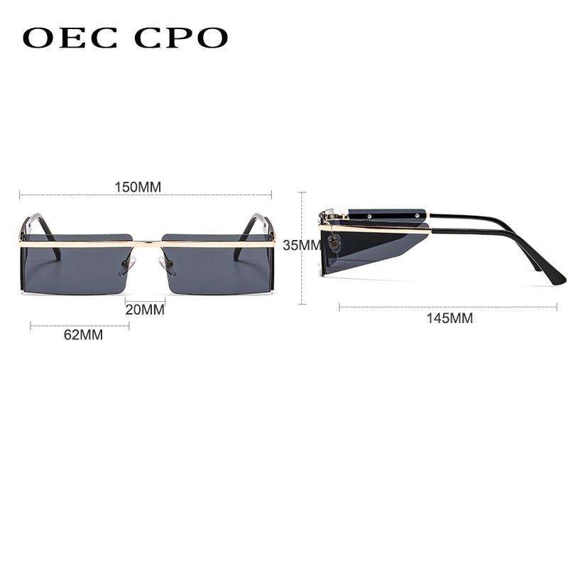 Rectangle Sunglasses Frameless Glasses Classic New Small Rimless Sunglasses For Women New Fashionable Square Sunglasses For Men New Eyewear Retro Rectangle Shape Glasses For Female In New Shades Stevvex