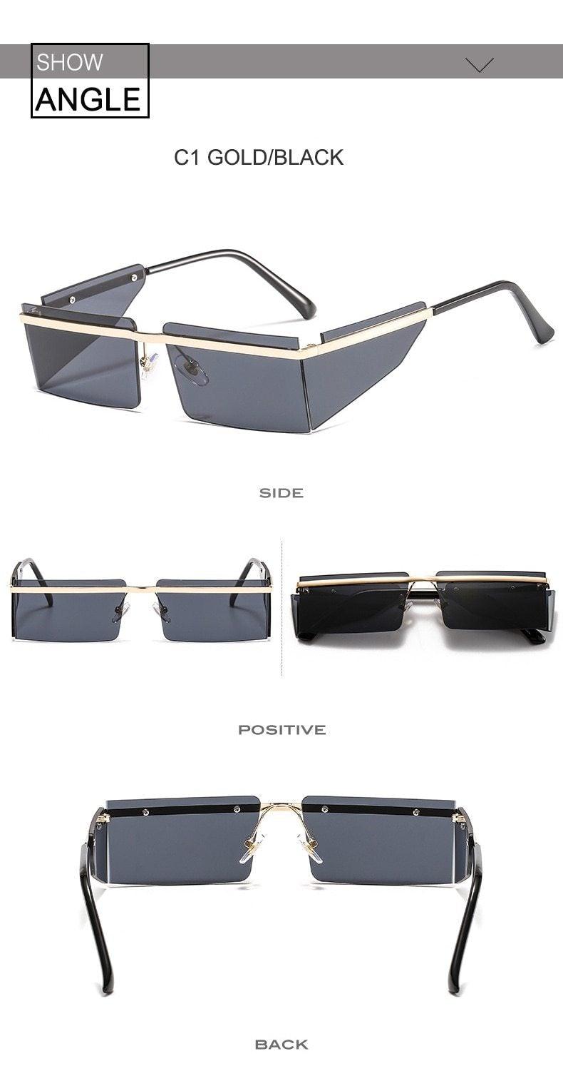 Rectangle Sunglasses Frameless Glasses Classic New Small Rimless Sunglasses For Women New Fashionable Square Sunglasses For Men New Eyewear Retro Rectangle Shape Glasses For Female In New Shades Stevvex