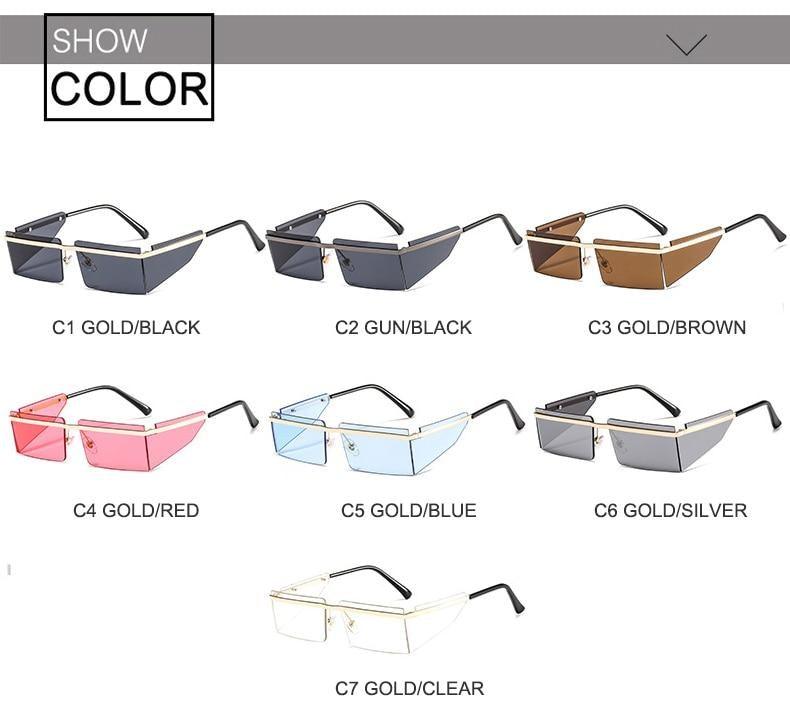 Rectangle Sunglasses Frameless Glasses Classic New Small Rimless Sunglasses For Women New Fashionable Square Sunglasses For Men New Eyewear Retro Rectangle Shape Glasses For Female In New Shades Stevvex