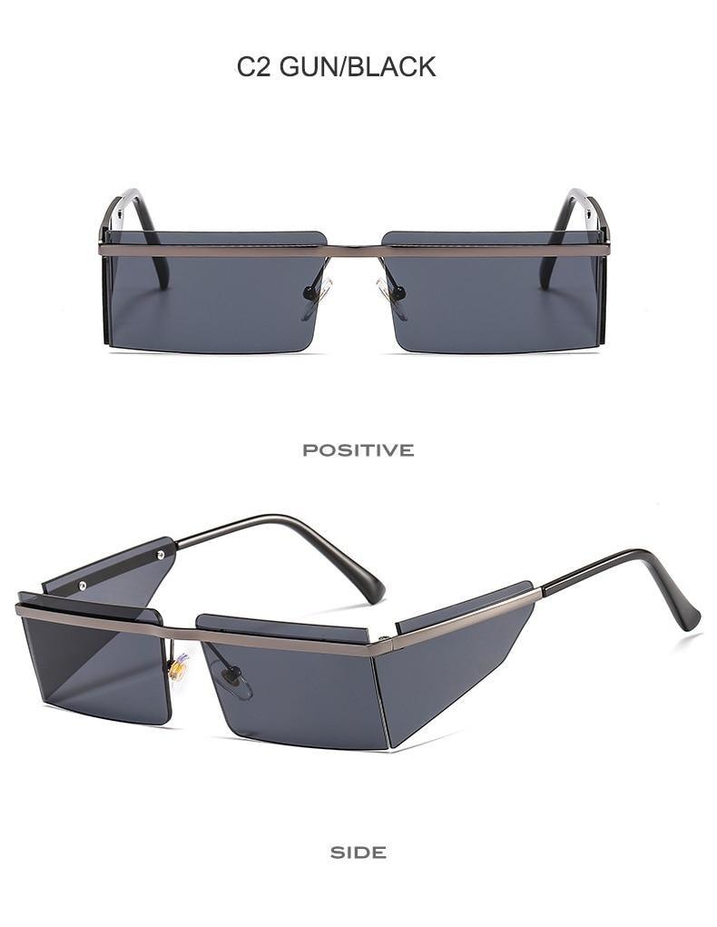 Rectangle Sunglasses Frameless Glasses Classic New Small Rimless Sunglasses For Women New Fashionable Square Sunglasses For Men New Eyewear Retro Rectangle Shape Glasses For Female In New Shades Stevvex
