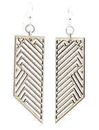 Rectangular Geometric Wood Earrings Laser Cut Long Dangle