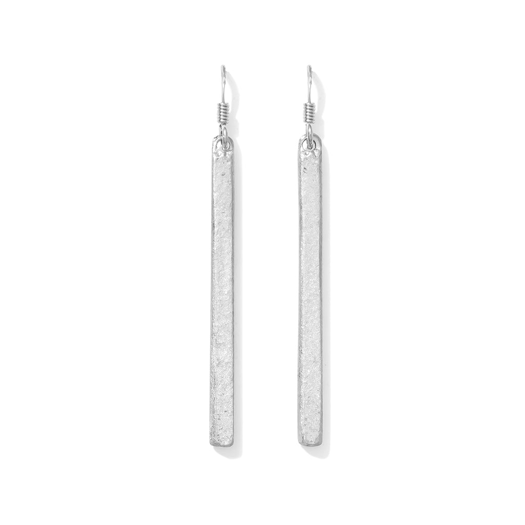Recycled Aluminum Bombshell Bar Drop Earrings Lightweight 2in Minimalist BandsCo Straps