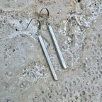 Recycled Aluminum Bombshell Bar Drop Earrings Lightweight 2in Minimalist BandsCo Straps