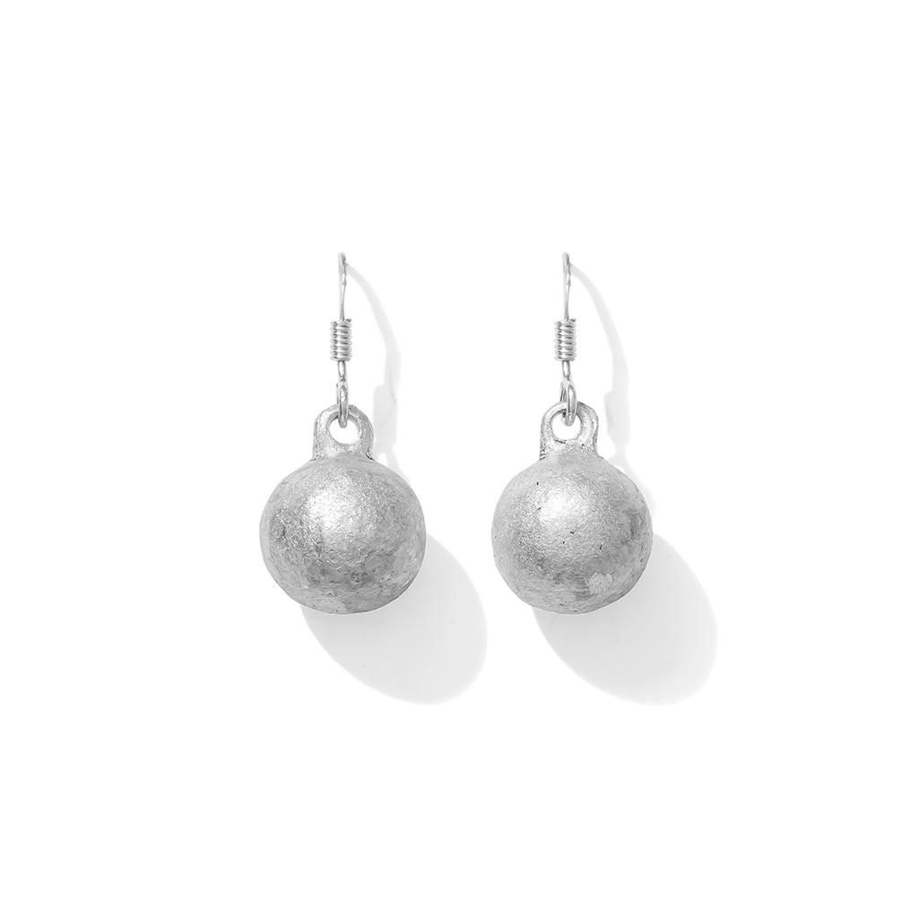 Recycled Bomb Dangle Earrings Upcycled Aluminum Bomb Parts 1.25in Handmade Laos BandsCo Straps