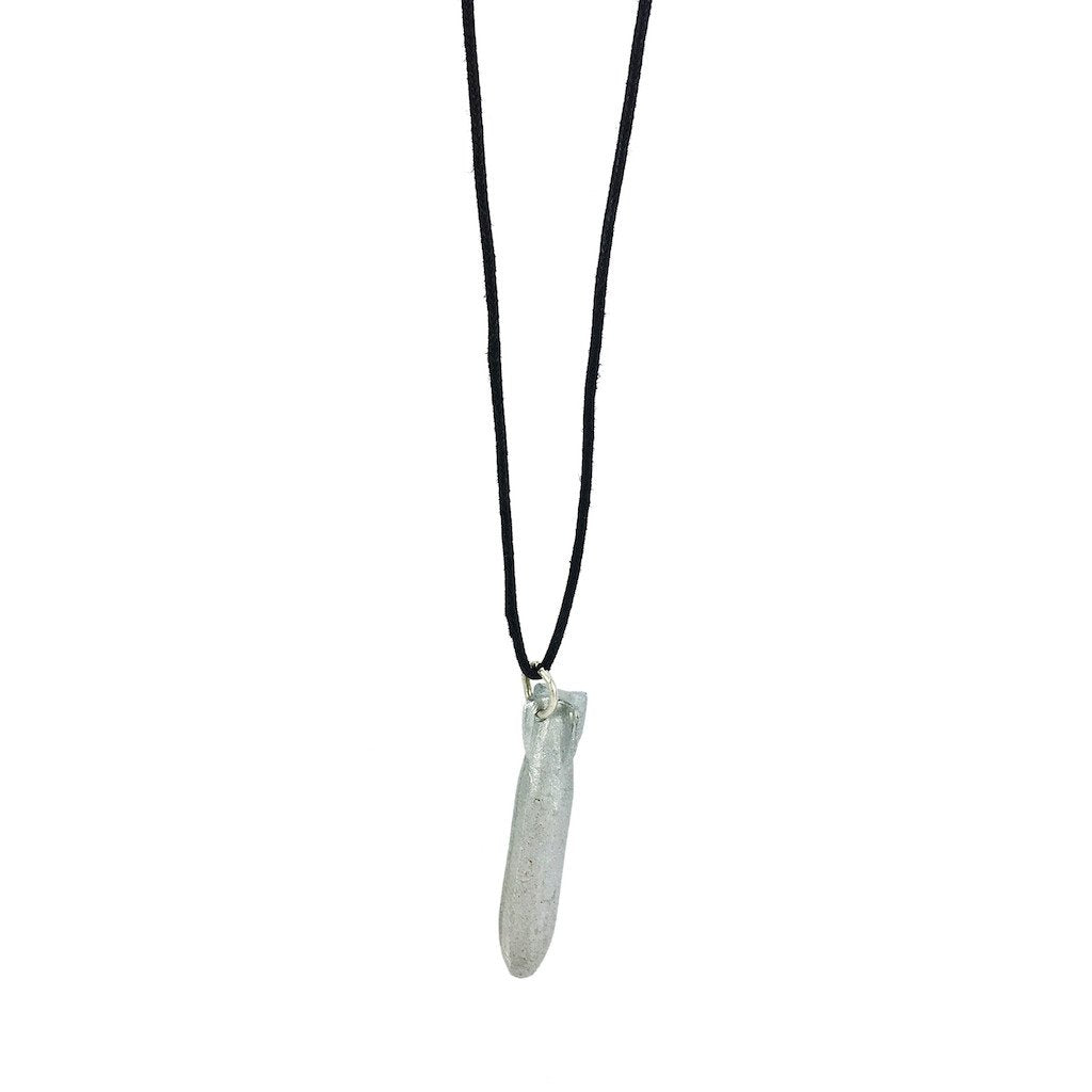 Recycled Bomb Pendant Necklace Upcycled Aluminum Peace Jewelry 1.9 In BandsCo Straps