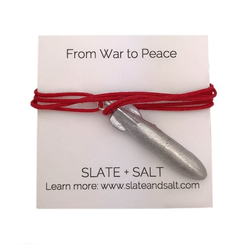 Recycled Bomb Pendant Necklace Upcycled Aluminum Peace Jewelry 1.9 In BandsCo Straps
