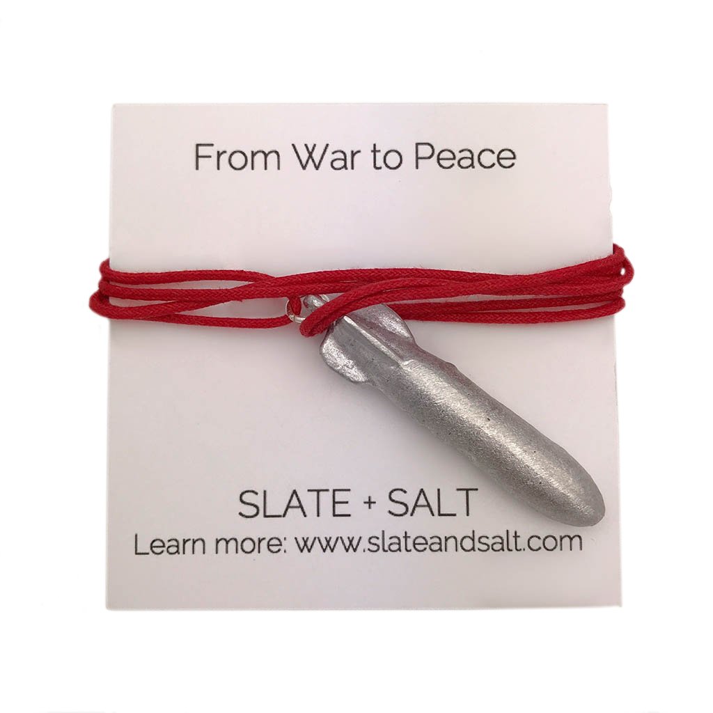 Recycled Bomb Pendant Necklace Upcycled Aluminum Peace Jewelry 1.9 In BandsCo Straps