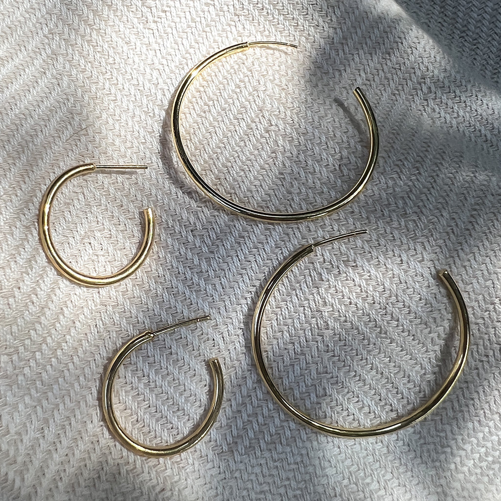Recycled Bombshell Gold Plated Hoop Earrings - Handcrafted, Two Sizes BandsCo Straps
