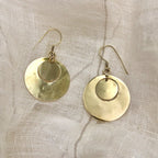 Recycled Bombshell Hammered Thin Flat Circle Earrings 2in Polished Handmade BandsCo Straps