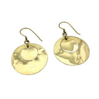Recycled Bombshell Hammered Thin Flat Circle Earrings 2in Polished Handmade BandsCo Straps