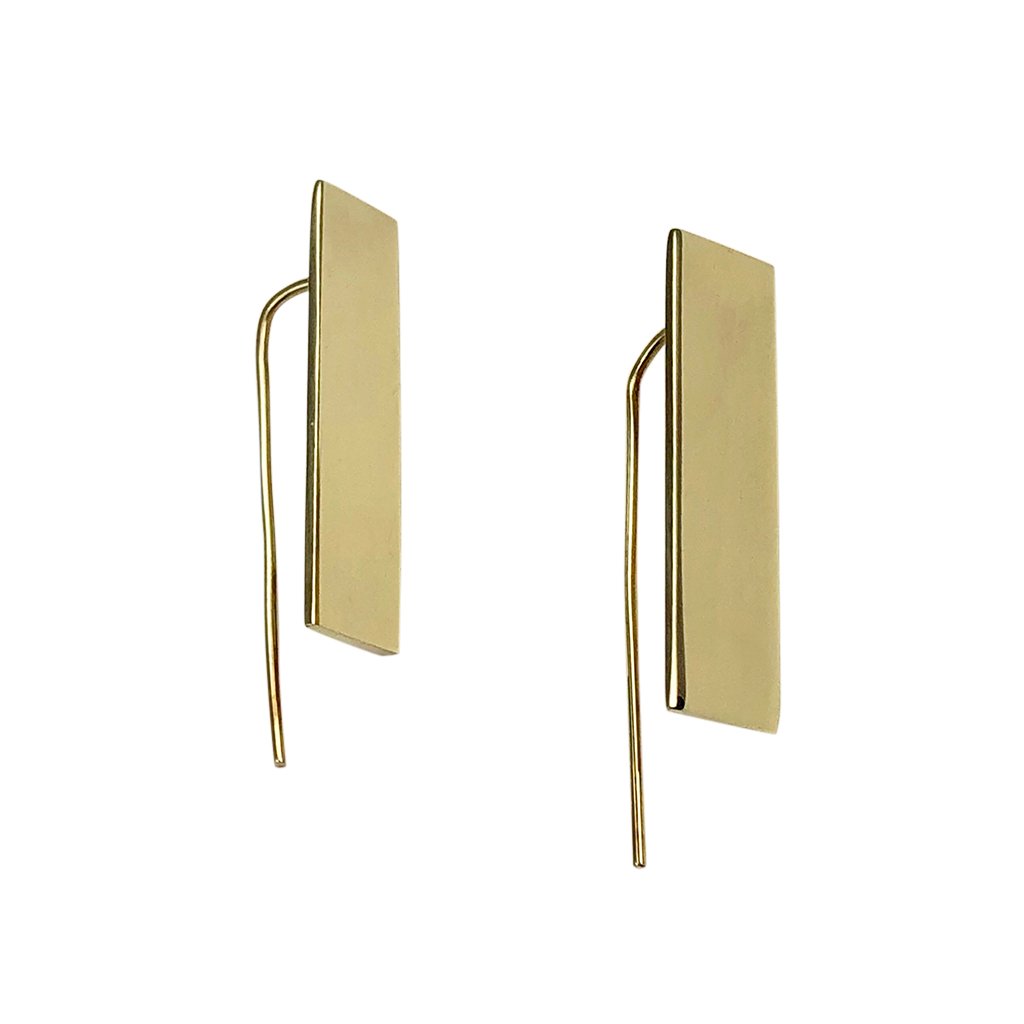 Recycled Brass Bombshell Bar Earrings - Handcast Cambodian Artisan Jewelry BandsCo Straps